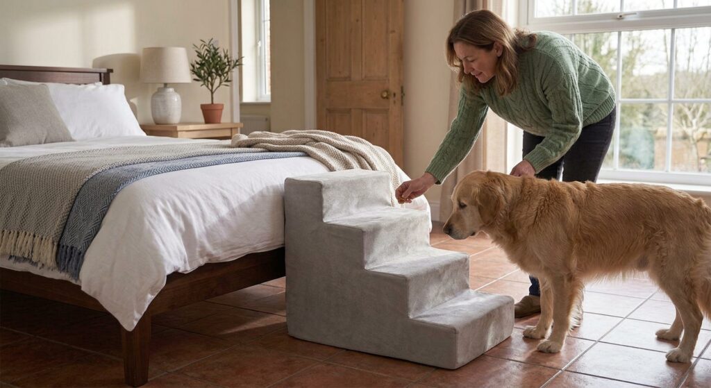 training senior dog to use pet steps