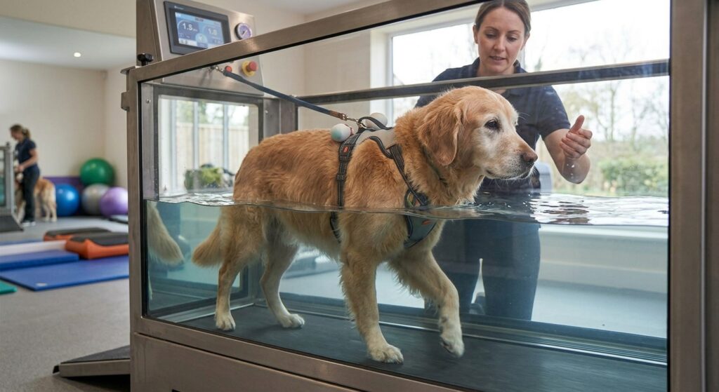 underwater treadmill dog hydrotherapy session