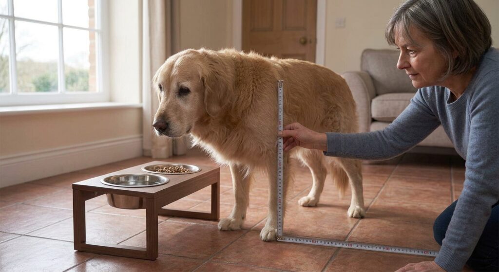 measuring correct height elevated dog bowl