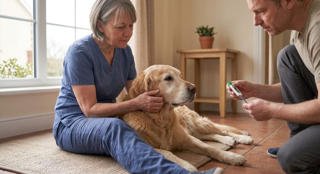 taking dog thermometer reading safely